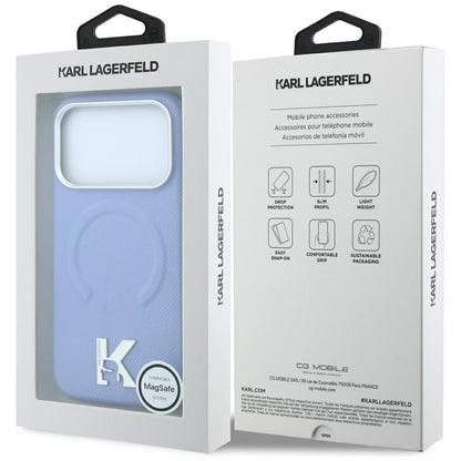 Калъф MagSafe за Apple iPhone 18 Pro / 17 Pro, Karl Lagerfeld, Grained Embossed Ring, синьо
