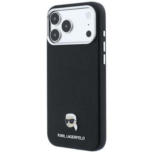 Калъф MagSafe за Apple iPhone 18 Pro / 17 Pro, Karl Lagerfeld, Grained Karl Head's Metal, Черен