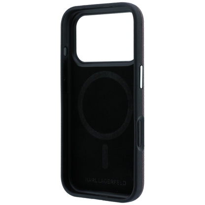 MagSafe Case for Apple iPhone 18 Pro / 17 Pro, Karl Lagerfeld, Grained Karl Head's Metal, Burgundy