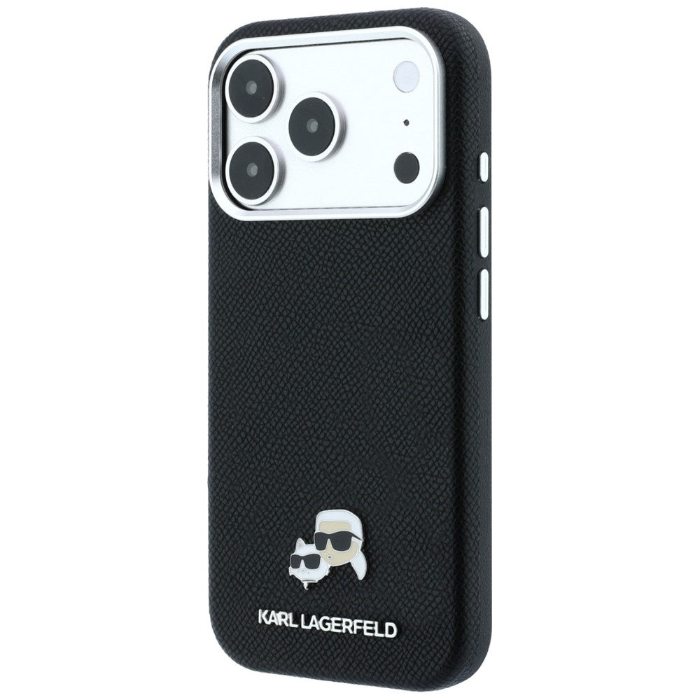 Калъф MagSafe за Apple iPhone 18 Pro / 17 Pro, Karl Lagerfeld, Grained KC Heads, Черен