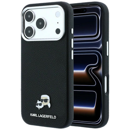 Калъф MagSafe за Apple iPhone 18 Pro / 17 Pro, Karl Lagerfeld, Grained KC Heads, Черен