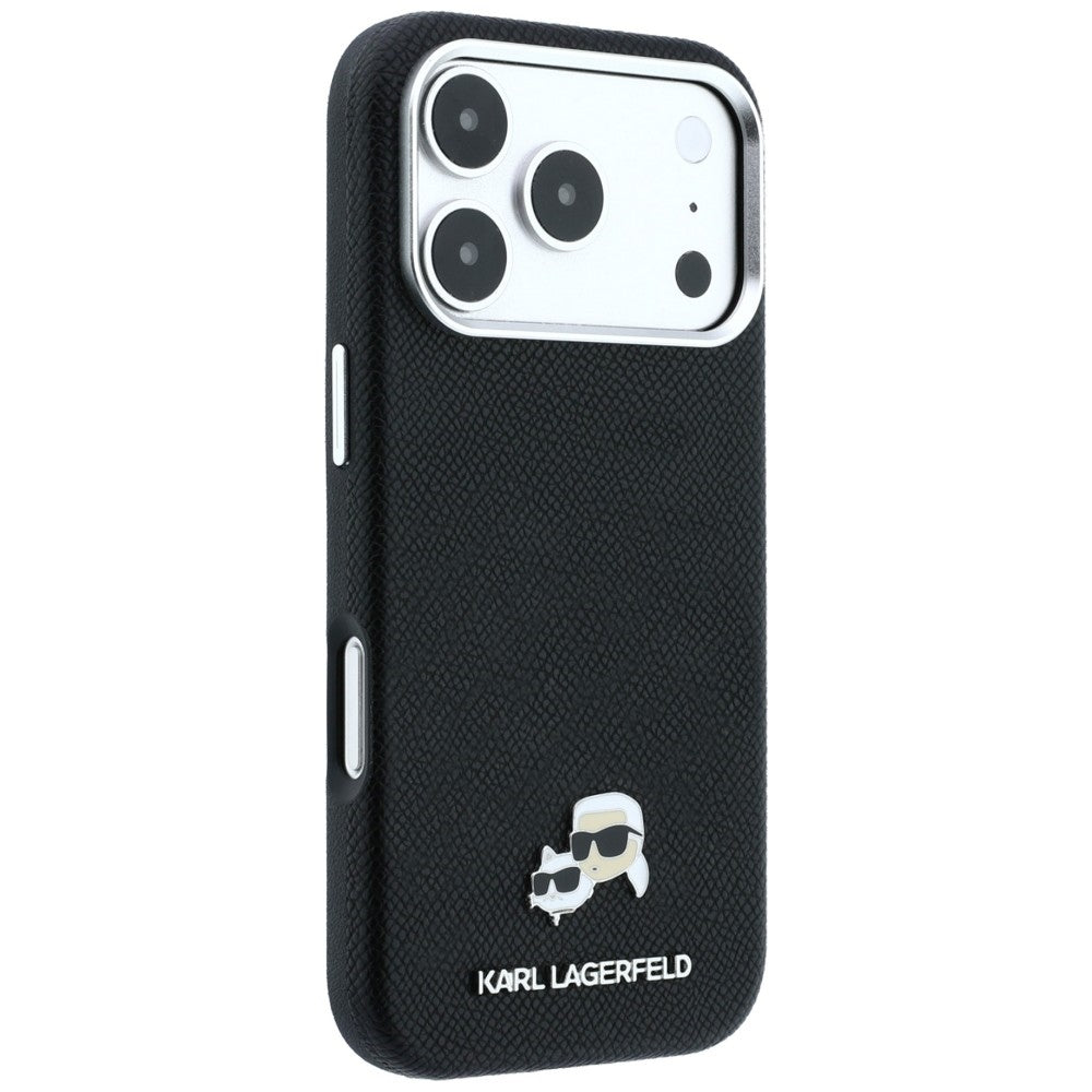 Калъф MagSafe за Apple iPhone 18 Pro / 17 Pro, Karl Lagerfeld, Grained KC Heads, Черен