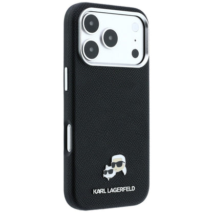 Калъф MagSafe за Apple iPhone 18 Pro / 17 Pro, Karl Lagerfeld, Grained KC Heads, Черен