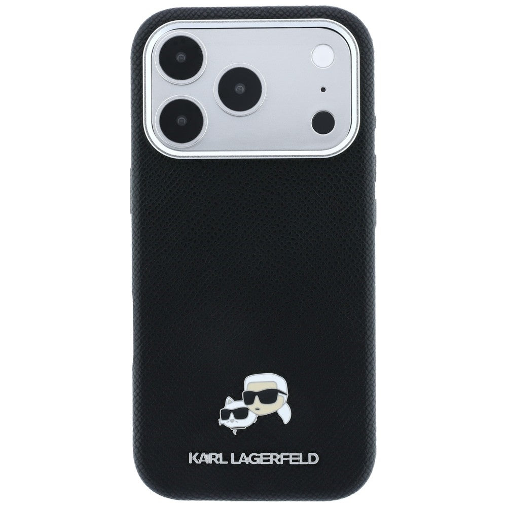 Калъф MagSafe за Apple iPhone 18 Pro / 17 Pro, Karl Lagerfeld, Grained KC Heads, Черен