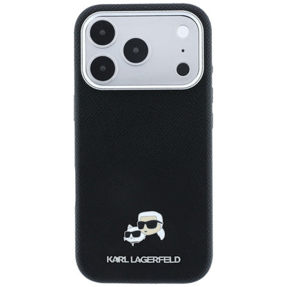 Калъф MagSafe за Apple iPhone 18 Pro / 17 Pro, Karl Lagerfeld, Grained KC Heads, Черен