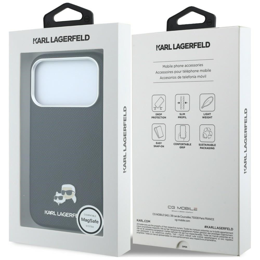 Калъф MagSafe за Apple iPhone 18 Pro / 17 Pro, Karl Lagerfeld, Grained KC Heads, Черен