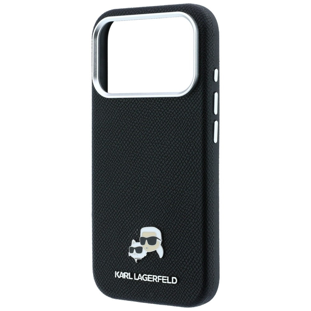 Калъф MagSafe за Apple iPhone 18 Pro / 17 Pro, Karl Lagerfeld, Grained KC Heads, Черен