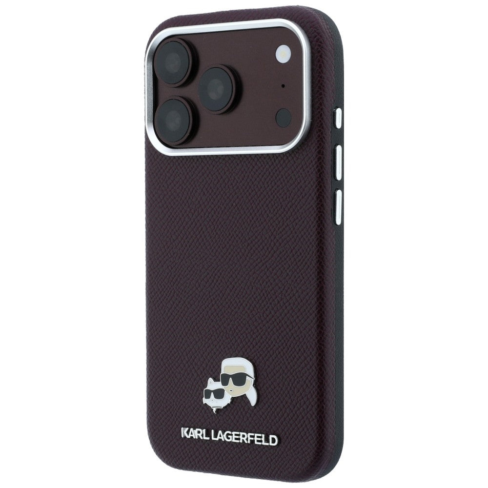 Калъф MagSafe за Apple iPhone 18 Pro / 17 Pro, Karl Lagerfeld, Grained KC Heads, Бордо