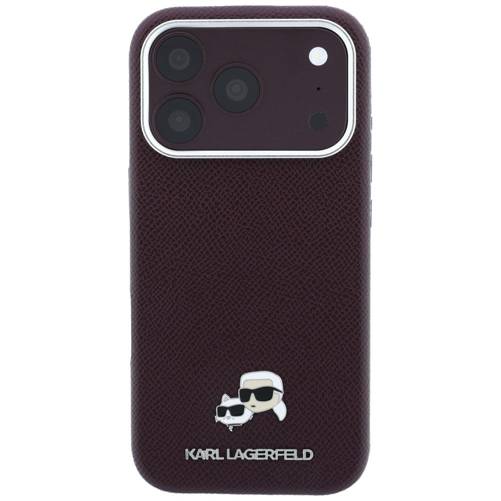 Калъф MagSafe за Apple iPhone 18 Pro / 17 Pro, Karl Lagerfeld, Grained KC Heads, Бордо