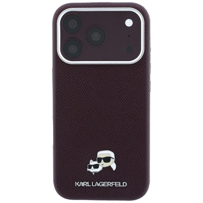 Калъф MagSafe за Apple iPhone 18 Pro / 17 Pro, Karl Lagerfeld, Grained KC Heads, Бордо