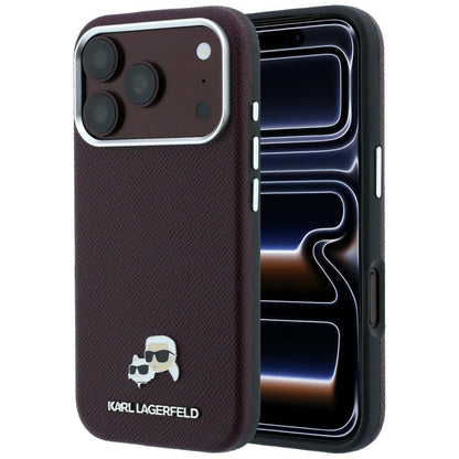 Калъф MagSafe за Apple iPhone 18 Pro / 17 Pro, Karl Lagerfeld, Grained KC Heads, Бордо