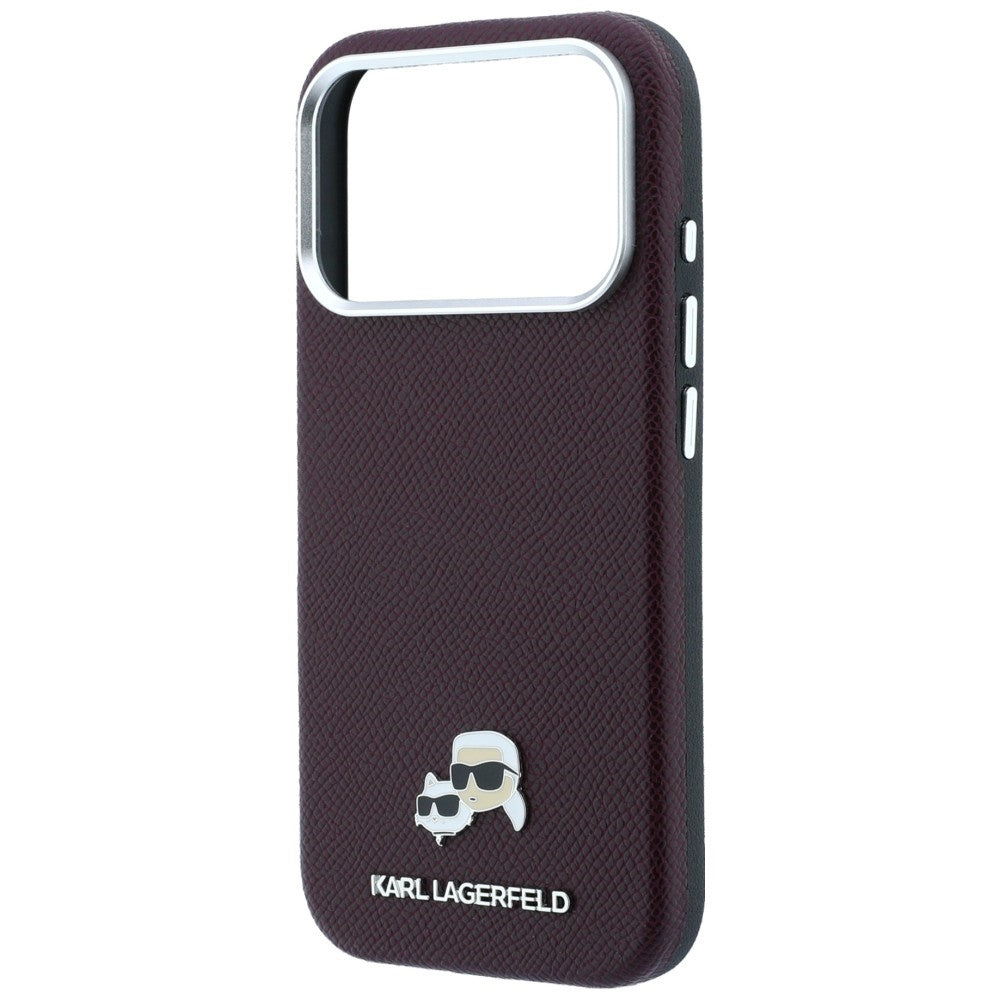 Калъф MagSafe за Apple iPhone 18 Pro / 17 Pro, Karl Lagerfeld, Grained KC Heads, Бордо