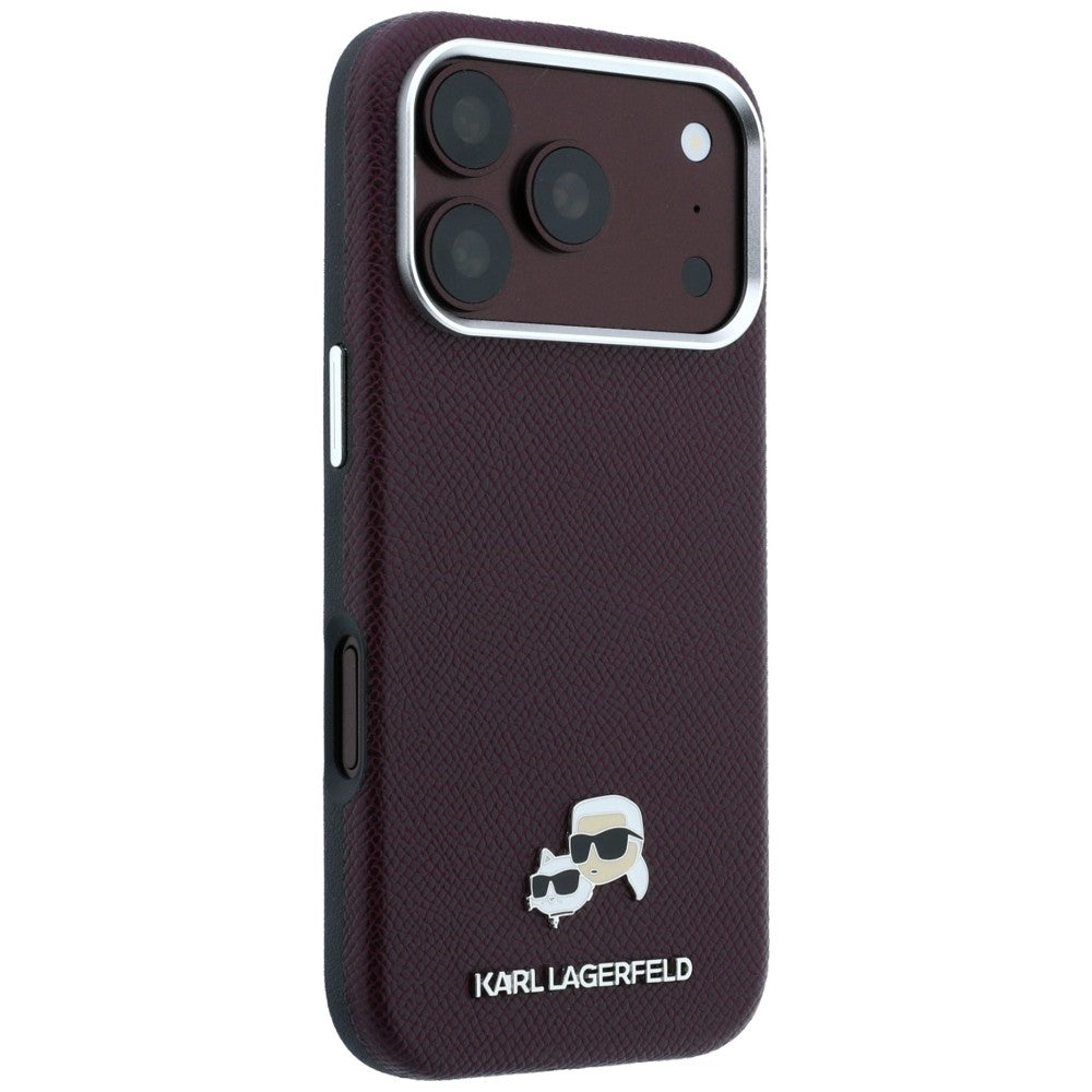 Калъф MagSafe за Apple iPhone 18 Pro / 17 Pro, Karl Lagerfeld, Grained KC Heads, Бордо