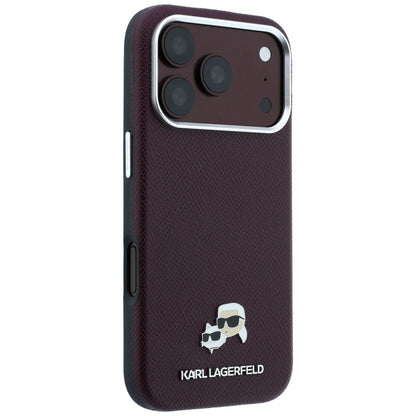 Калъф MagSafe за Apple iPhone 18 Pro / 17 Pro, Karl Lagerfeld, Grained KC Heads, Бордо