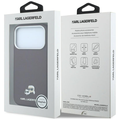 Калъф MagSafe за Apple iPhone 18 Pro / 17 Pro, Karl Lagerfeld, Grained KC Heads, Бордо