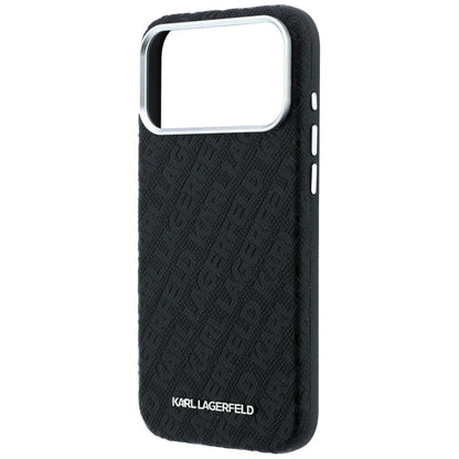 Калъф MagSafe за Apple iPhone 18 Pro / 17 Pro, Karl Lagerfeld, зърнест метален лого, черен