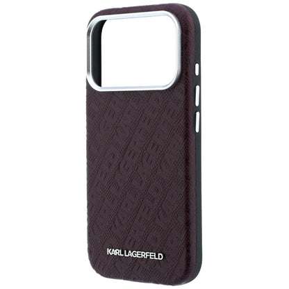 Калъф MagSafe за Apple iPhone 18 Pro / 17 Pro, Karl Lagerfeld, Лого от зърнест метал, Бордо