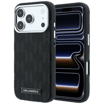 Калъф MagSafe за Apple iPhone 18 Pro / 17 Pro, Karl Lagerfeld, Grained Mono Resin Logo, Черен