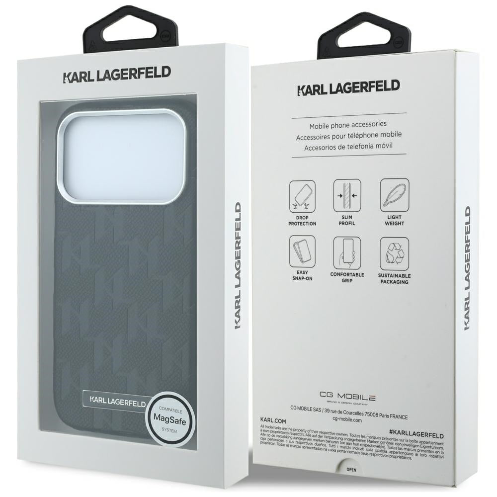 Калъф MagSafe за Apple iPhone 18 Pro / 17 Pro, Karl Lagerfeld, Grained Mono Resin Logo, Черен