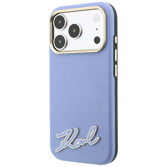 Калъф MagSafe за Apple iPhone 18 Pro / 17 Pro, Karl Lagerfeld, Лого от зърнеста смола, Син