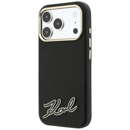Калъф MagSafe за Apple iPhone 18 Pro / 17 Pro, Karl Lagerfeld, Гранулиран смолист знак лого, Черен