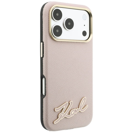 Калъф MagSafe за Apple iPhone 18 Pro / 17 Pro, Karl Lagerfeld, с релефно лого от смола, розов
