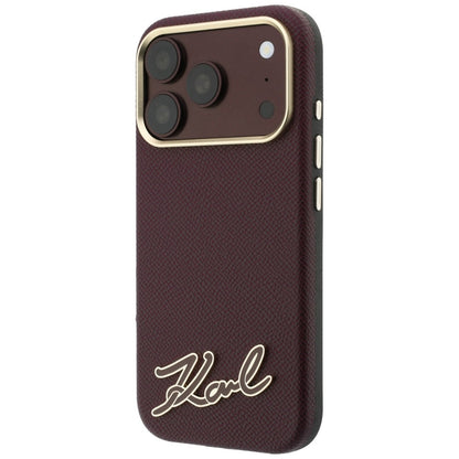MagSafe Case for Apple iPhone 18 Pro / 17 Pro, Karl Lagerfeld, Grained Resin Sign Logo, Burgundy