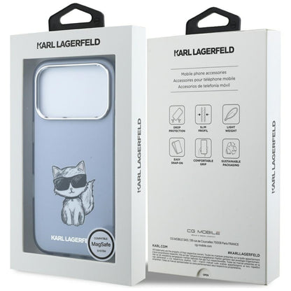 Калъф MagSafe за Apple iPhone 18 Pro / 17 Pro, Karl Lagerfeld, IML Choupette Body Sketch Print, Син