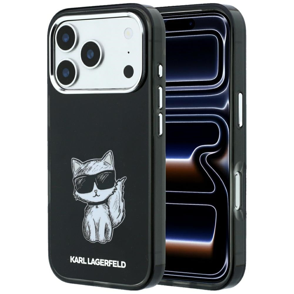 Калъф MagSafe за Apple iPhone 18 Pro / 17 Pro, Karl Lagerfeld, IML Choupette Body Sketch Print, Черен