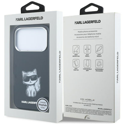 Калъф MagSafe за Apple iPhone 18 Pro / 17 Pro, Karl Lagerfeld, IML Choupette Body Sketch Print, Черен