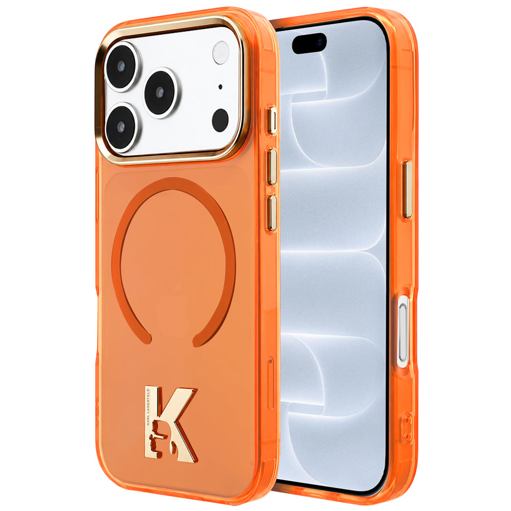 Калъф MagSafe за Apple iPhone 18 Pro / 17 Pro, Karl Lagerfeld, IML Karl Head Logo, оранжево