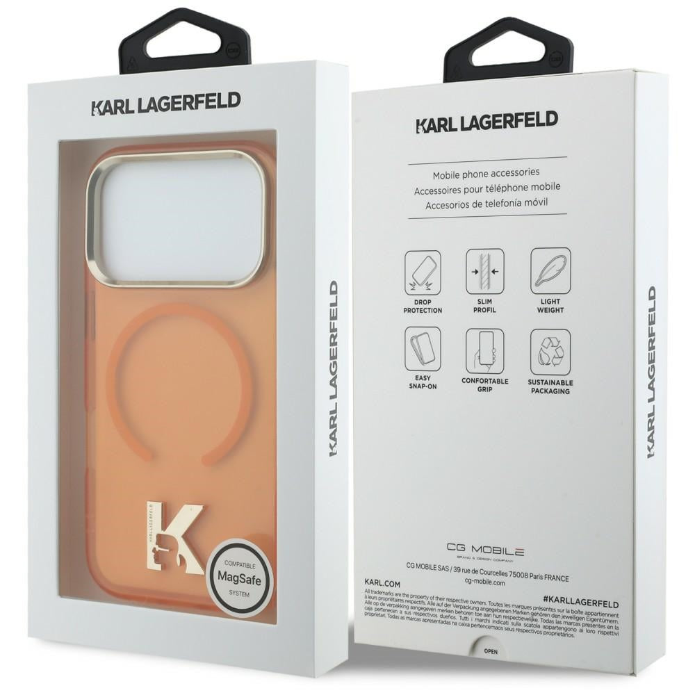 Калъф MagSafe за Apple iPhone 18 Pro / 17 Pro, Karl Lagerfeld, IML Karl Head Logo, оранжево