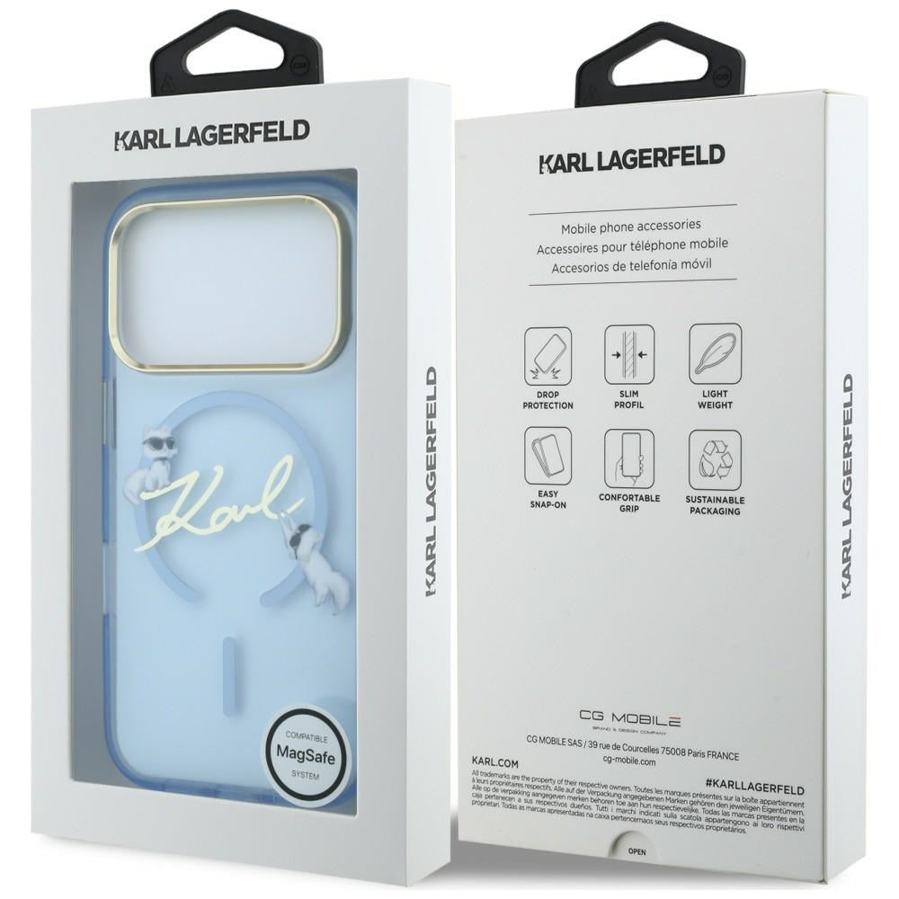 MagSafe Case for Apple iPhone 18 Pro / 17 Pro, Karl Lagerfeld, IML Karl Script Logo, Blue