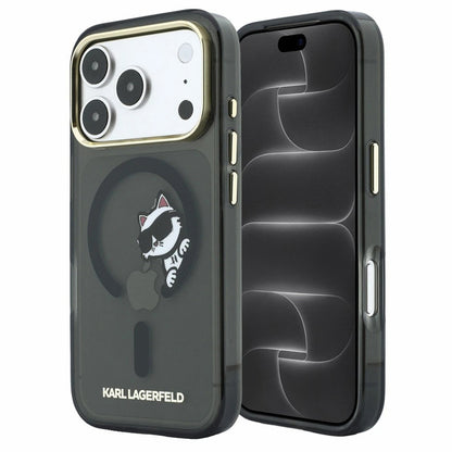 MagSafe Case for Apple iPhone 18 Pro / 17 Pro, Karl Lagerfeld, IML Peekaboo Print and Metal Frame, Black