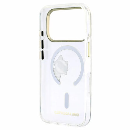 Калъф MagSafe за Apple iPhone 18 Pro / 17 Pro, Karl Lagerfeld, IML Peekaboo Print и метална рамка, прозрачен
