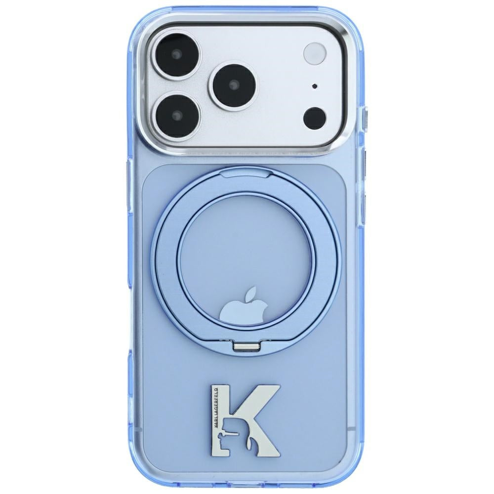 Калъф MagSafe за Apple iPhone 18 Pro / 17 Pro, Karl Lagerfeld, IML Ring Stand Kameo Metal, Син