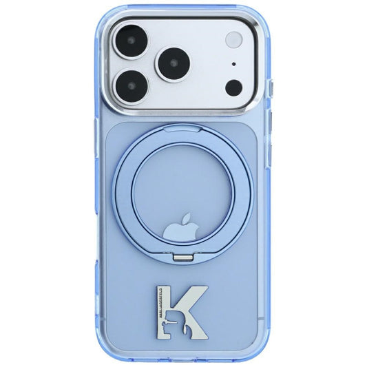 MagSafe Case for Apple iPhone 18 Pro / 17 Pro, Karl Lagerfeld, IML Ring Stand Kameo Metal, Blue