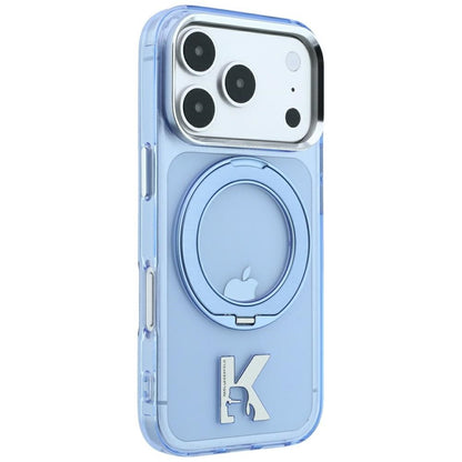 Калъф MagSafe за Apple iPhone 18 Pro / 17 Pro, Karl Lagerfeld, IML Ring Stand Kameo Metal, Син