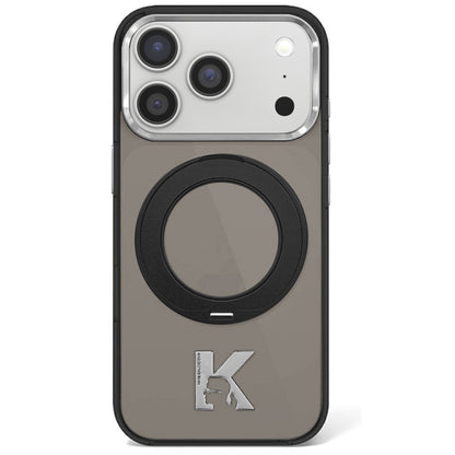 Калъф MagSafe за Apple iPhone 18 Pro / 17 Pro, Karl Lagerfeld, IML Ring Stand Kameo Metal, Черен