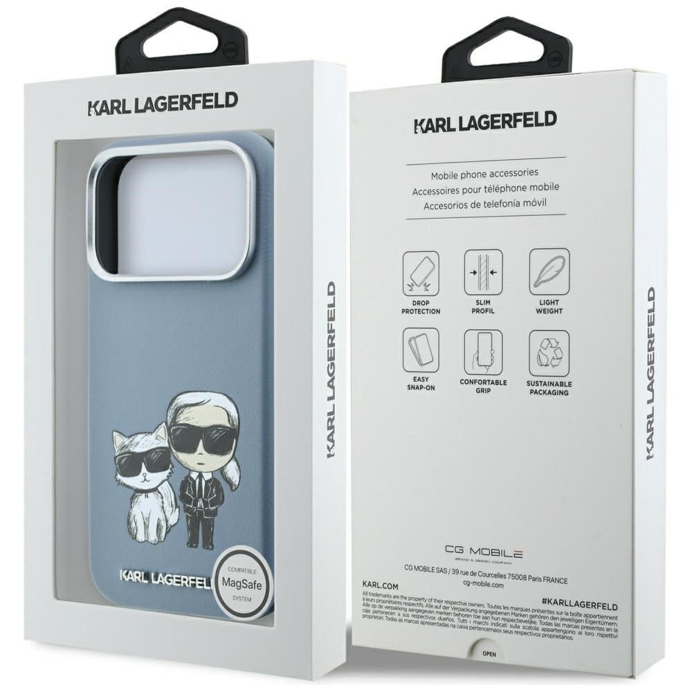MagSafe Case for Apple iPhone 18 Pro / 17 Pro, Karl Lagerfeld, KC Bodies Sketch, Blue