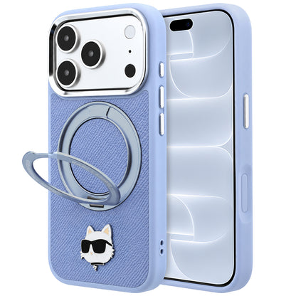 MagSafe Case for Apple iPhone 18 Pro / 17 Pro, Karl Lagerfeld, Ring Stand 360 Choupette Pin, Blue