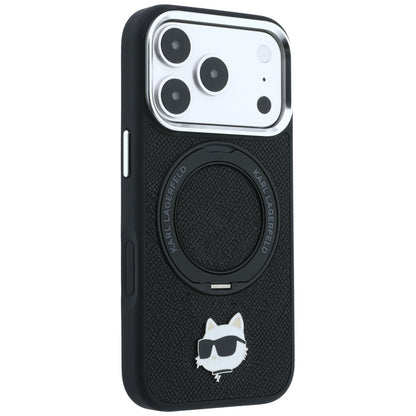 MagSafe Case for Apple iPhone 18 Pro / 17 Pro, Karl Lagerfeld, Ring Stand 360 Choupette Pin, Black