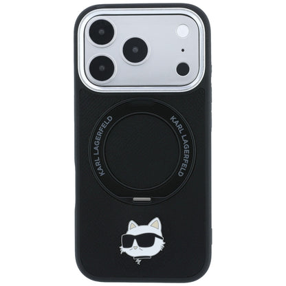 MagSafe Case for Apple iPhone 18 Pro / 17 Pro, Karl Lagerfeld, Ring Stand 360 Choupette Pin, Black