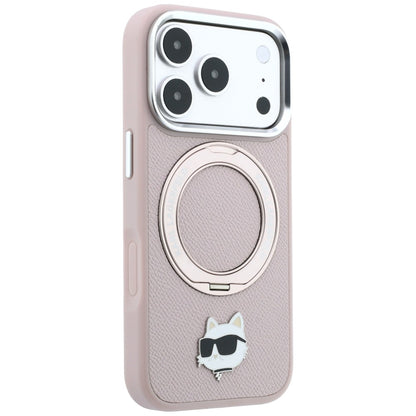 MagSafe Case for Apple iPhone 18 Pro / 17 Pro, Karl Lagerfeld, Ring Stand 360 Choupette Pin, Pink