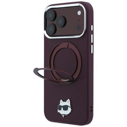 Калъф MagSafe за Apple iPhone 18 Pro / 17 Pro, Karl Lagerfeld, Ring Stand 360 Choupette Pin, Вишнев