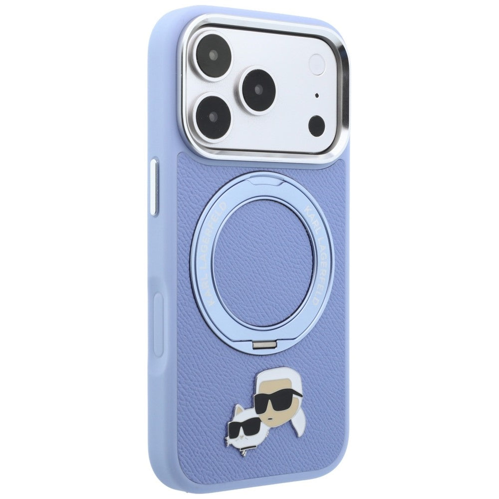 Калъф MagSafe за Apple iPhone 18 Pro / 17 Pro, Karl Lagerfeld, Ring Stand 360 Karl & Choupette Pin, Bleu