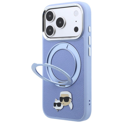 Калъф MagSafe за Apple iPhone 18 Pro / 17 Pro, Karl Lagerfeld, Ring Stand 360 Karl & Choupette Pin, Bleu