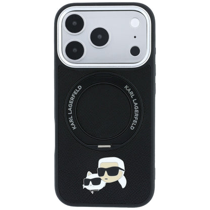Калъф MagSafe за Apple iPhone 18 Pro / 17 Pro, Karl Lagerfeld, Ring Stand 360 Karl & Choupette Pin, Черен