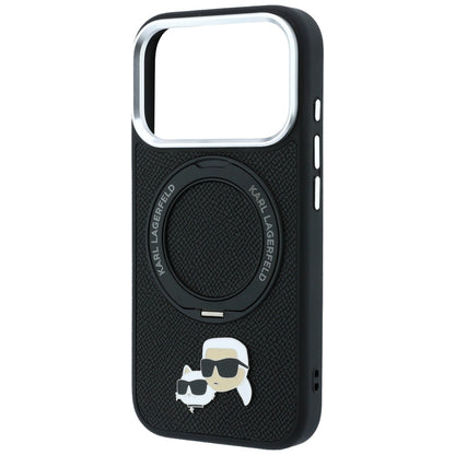 Калъф MagSafe за Apple iPhone 18 Pro / 17 Pro, Karl Lagerfeld, Ring Stand 360 Karl & Choupette Pin, Черен
