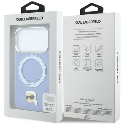 Калъф MagSafe за Apple iPhone 18 Pro / 17 Pro, Karl Lagerfeld, Ring Stand 360 Karl Pin, Bleu